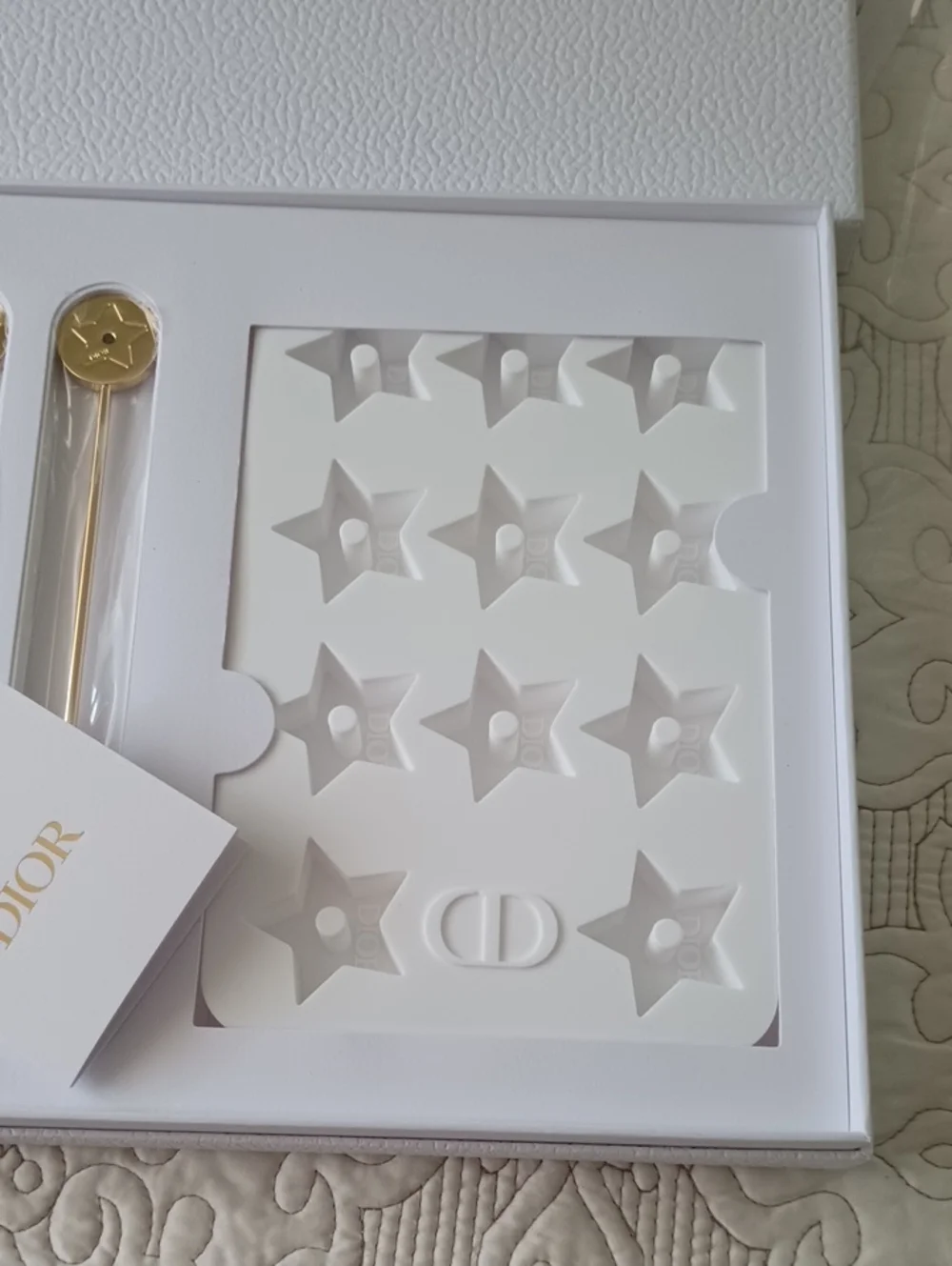 Dior Beverage Set Ice Tray Gold Mixer Swizzle Stirrer Sticks Platinum Gift
